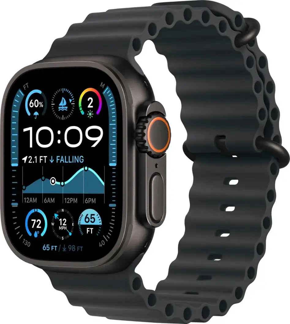 CPO - Apple Watch Ultra 2, 64GB, GPS + Cellular,  49mm Black Titanium Case with Black Ocean Band - Large
